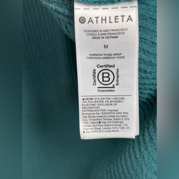 ATHLETA Women’s Pranayama Long Ribbed Hooded‎ Cardigan Teal Size Medium - Picture 7 of 11
